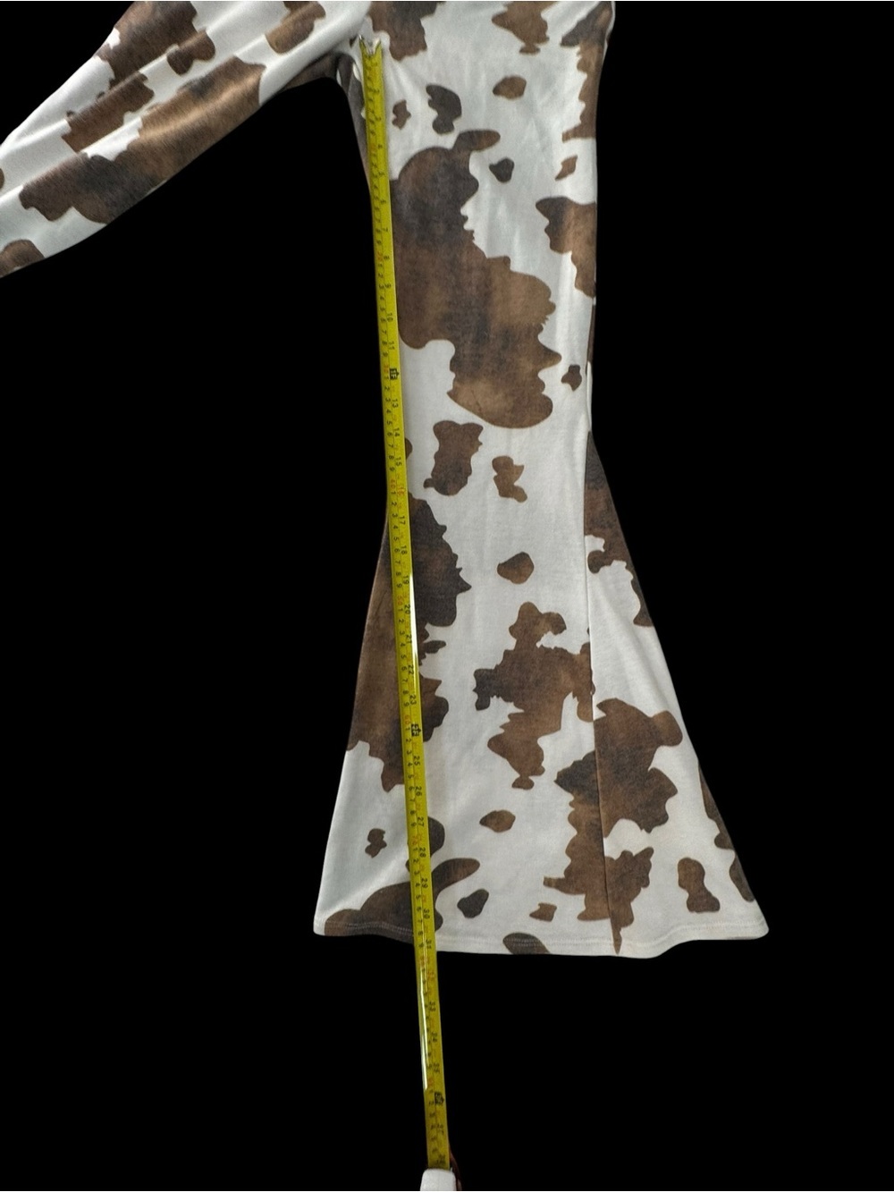 Jade by Jane Cow-Spot Flare Wide-Leg Jeans in White & Brown - Picture 2 of 8
